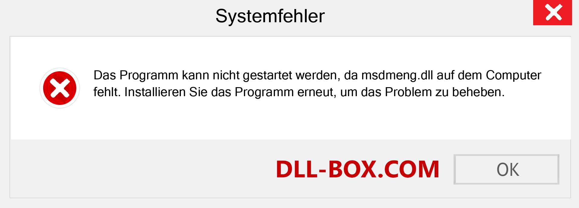 msdmeng.dll-Datei fehlt?. Download für Windows 7, 8, 10 - Fix msdmeng dll Missing Error unter Windows, Fotos, Bildern